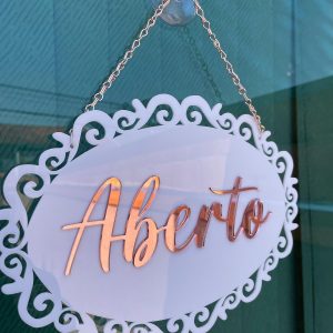 Placa aberto e fechado branco c/rose Ref.: 206
