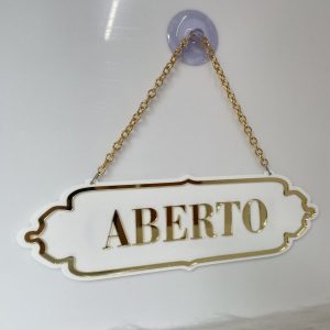 Placa Aberto e Fechado Dourado - Future Ref.: 252