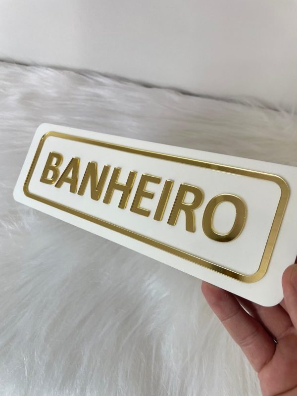 Placa Banheiro Slim Dourado Ref.: 270
